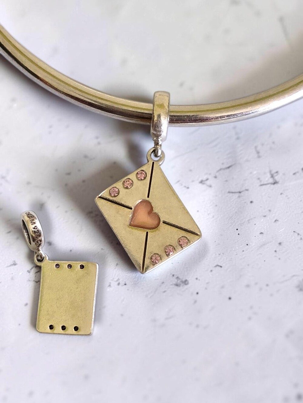 CHAMILIA Sterling Silver Love Letter Envelope Dangle With Swarovski Crystals